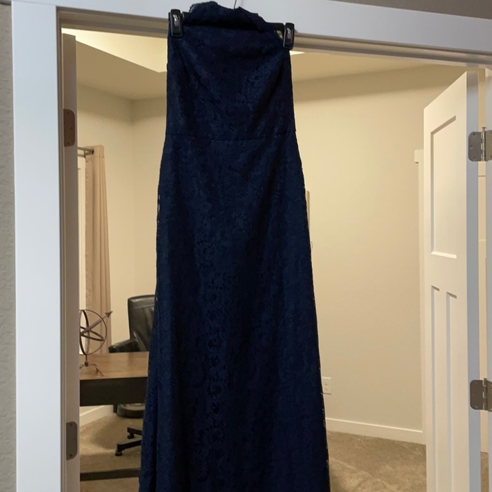 Lace navy long evening gown. Never worn.